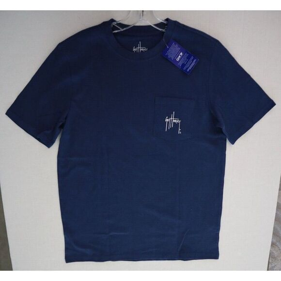 Guy Harvey Men's Sz M Dark Blue Crew Neck S/S Classic Fit Pocket Graphic T-Shirt - Picture 7 of 9